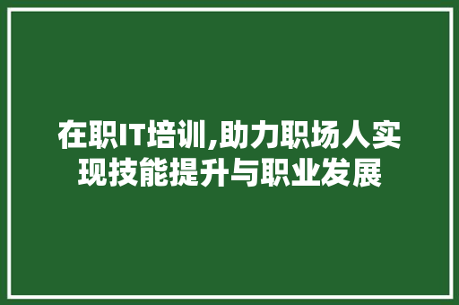 在职IT培训,助力职场人实现技能提升与职业发展 友链在线