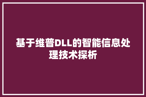基于维普DLL的智能信息处理技术探析 SEO教程