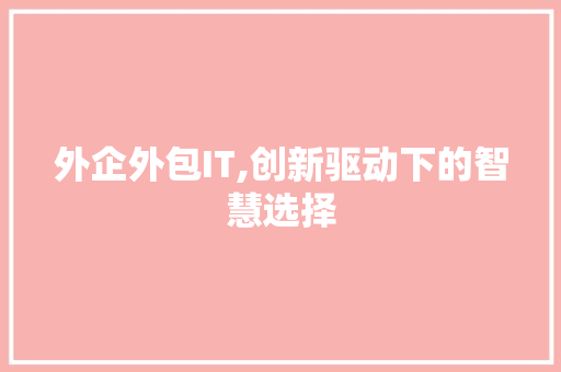 外企外包IT,创新驱动下的智慧选择 SEO教程