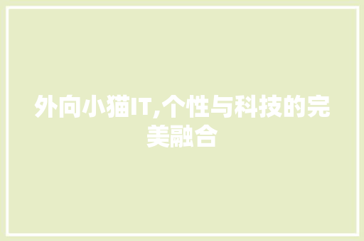外向小猫IT,个性与科技的完美融合 友链在线