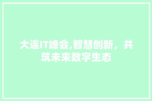 大连IT峰会,智慧创新，共筑未来数字生态 SEO教程