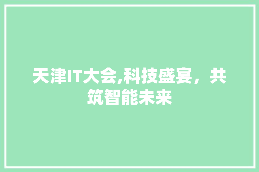 天津IT大会,科技盛宴，共筑智能未来