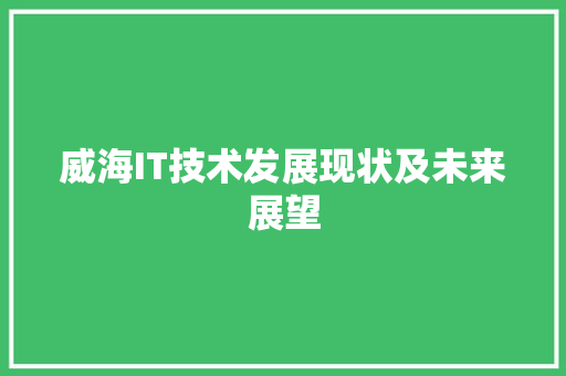 威海IT技术发展现状及未来展望