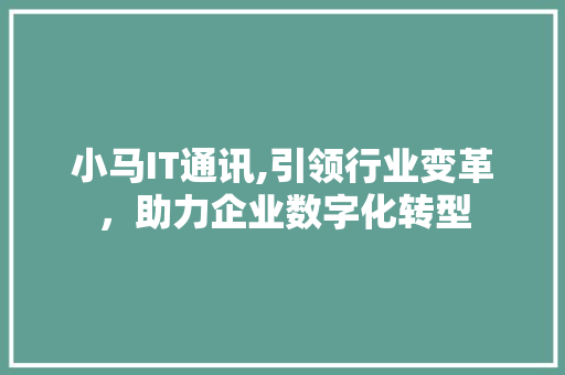 小马IT通讯,引领行业变革，助力企业数字化转型 Web前端