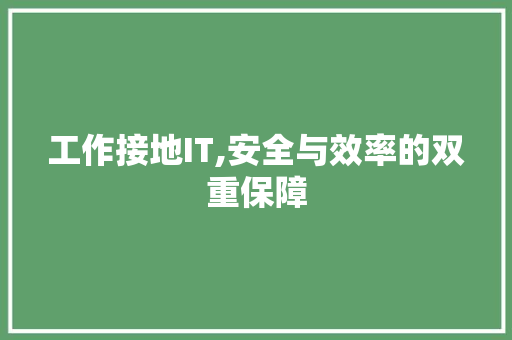 工作接地IT,安全与效率的双重保障