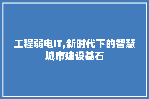 工程弱电IT,新时代下的智慧城市建设基石 服务器/数据库