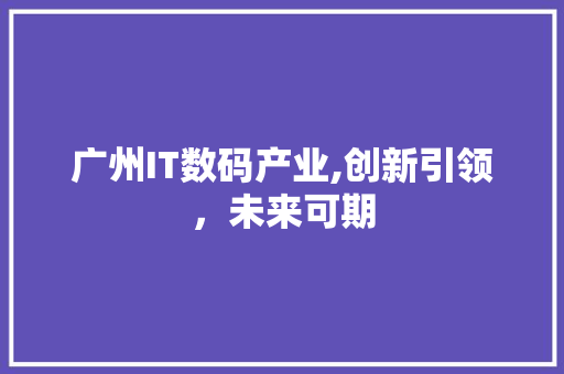 广州IT数码产业,创新引领，未来可期