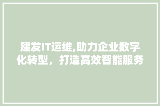 建发IT运维,助力企业数字化转型，打造高效智能服务平台 服务器/数据库
