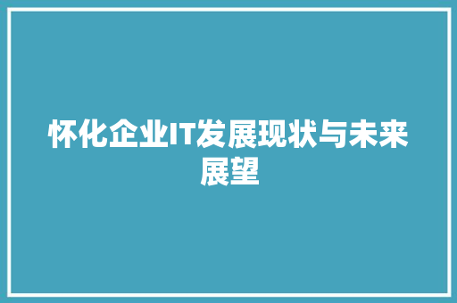 怀化企业IT发展现状与未来展望