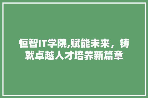恒智IT学院,赋能未来，铸就卓越人才培养新篇章
