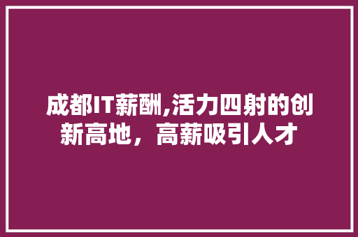 成都IT薪酬,活力四射的创新高地，高薪吸引人才