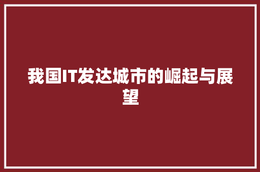 我国IT发达城市的崛起与展望 WordPress教程