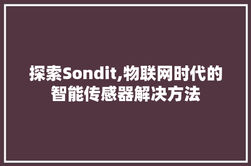 探索Sondit,物联网时代的智能传感器解决方法 Web前端