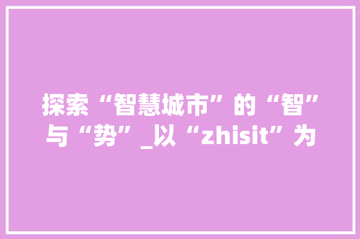 探索“智慧城市”的“智”与“势”_以“zhisit”为例