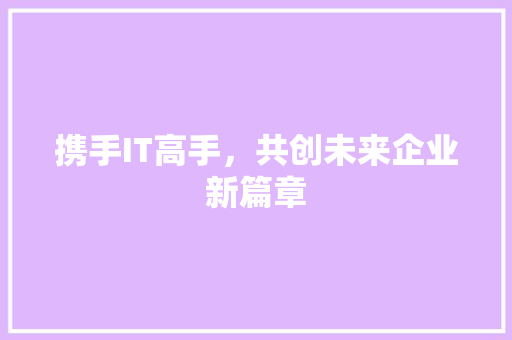 携手IT高手，共创未来企业新篇章 Web前端