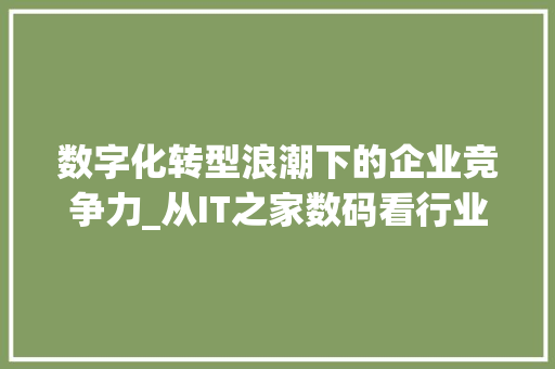 数字化转型浪潮下的企业竞争力_从IT之家数码看行业变革