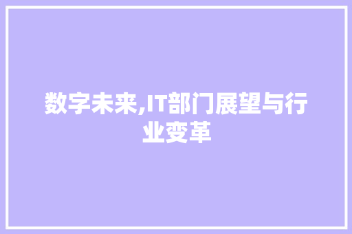 数字未来,IT部门展望与行业变革