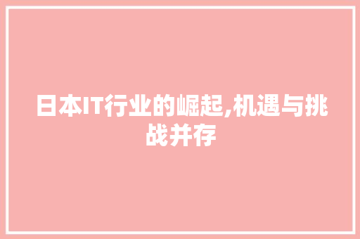 日本IT行业的崛起,机遇与挑战并存