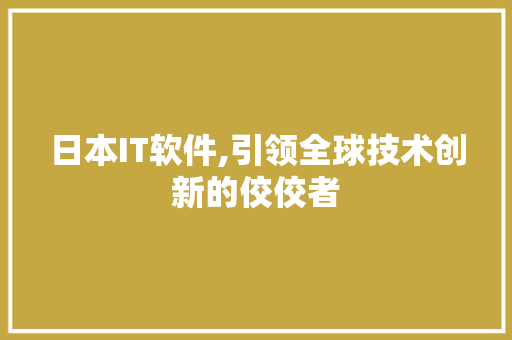 日本IT软件,引领全球技术创新的佼佼者