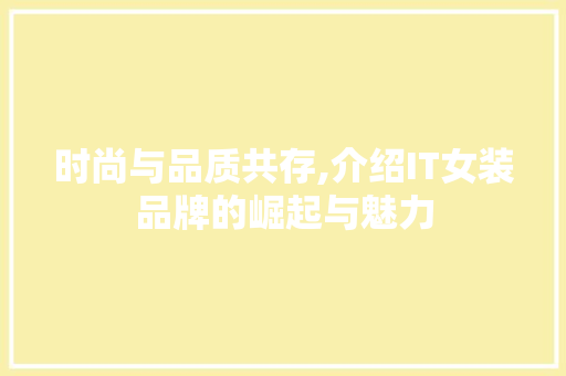 时尚与品质共存,介绍IT女装品牌的崛起与魅力