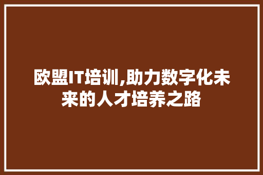 欧盟IT培训,助力数字化未来的人才培养之路
