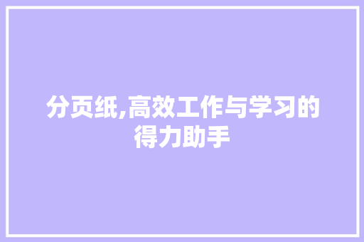 分页纸,高效工作与学习的得力助手 Web前端