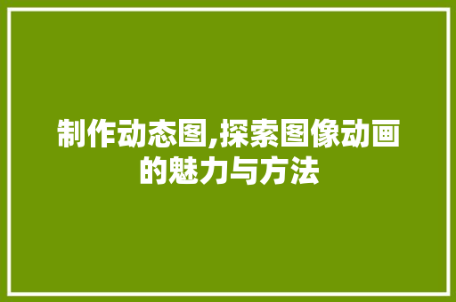制作动态图,探索图像动画的魅力与方法