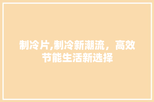 制冷片,制冷新潮流，高效节能生活新选择