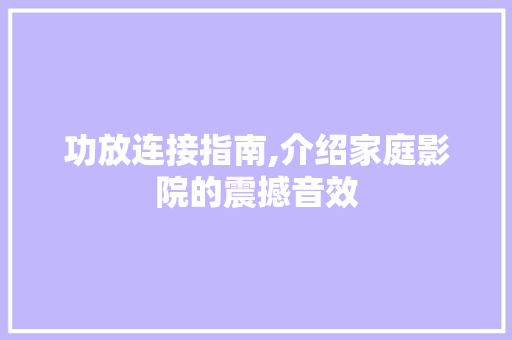 功放连接指南,介绍家庭影院的震撼音效
