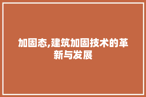 加固态,建筑加固技术的革新与发展 服务器/数据库