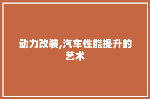 动力改装,汽车性能提升的艺术 建站教程