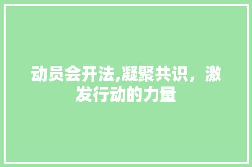 动员会开法,凝聚共识，激发行动的力量 建站教程