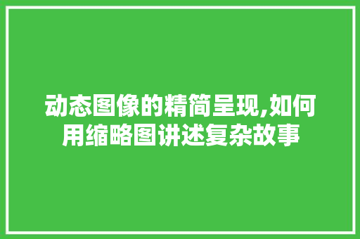 动态图像的精简呈现,如何用缩略图讲述复杂故事 WordPress教程