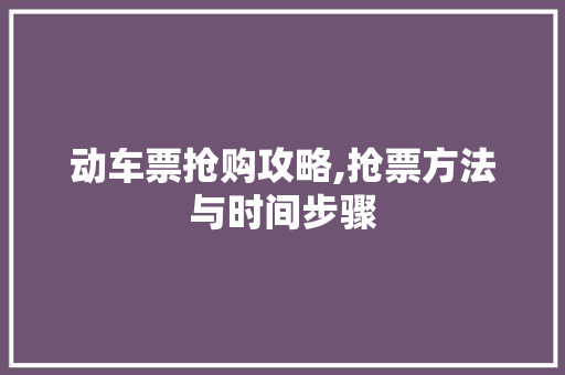 动车票抢购攻略,抢票方法与时间步骤 友链在线
