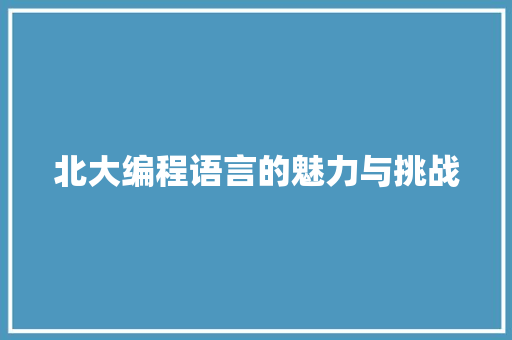 北大编程语言的魅力与挑战