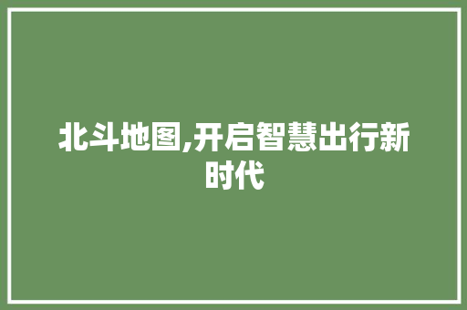 北斗地图,开启智慧出行新时代