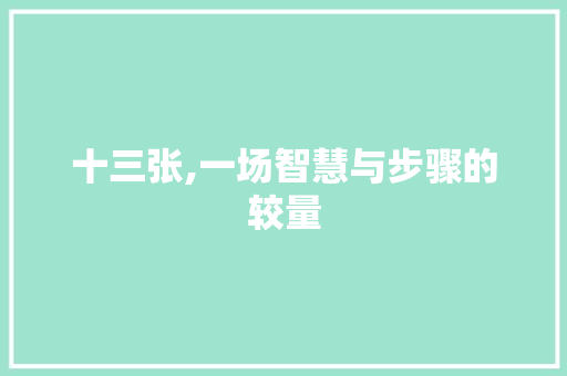 十三张,一场智慧与步骤的较量