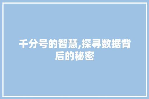 千分号的智慧,探寻数据背后的秘密