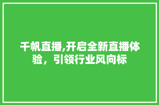 千帆直播,开启全新直播体验，引领行业风向标