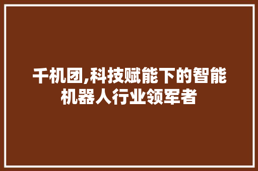 千机团,科技赋能下的智能机器人行业领军者