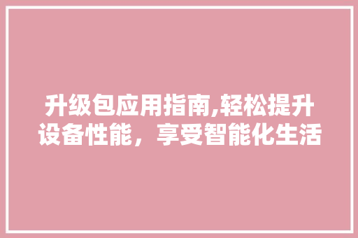 升级包应用指南,轻松提升设备性能，享受智能化生活