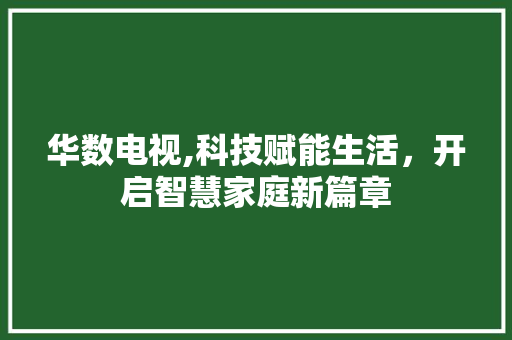 华数电视,科技赋能生活，开启智慧家庭新篇章