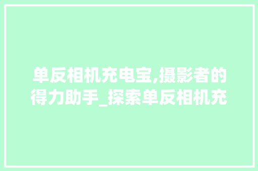 单反相机充电宝,摄影者的得力助手_探索单反相机充电方法与注意事项 WordPress教程