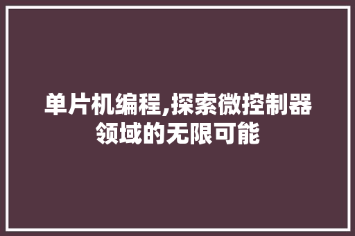 单片机编程,探索微控制器领域的无限可能