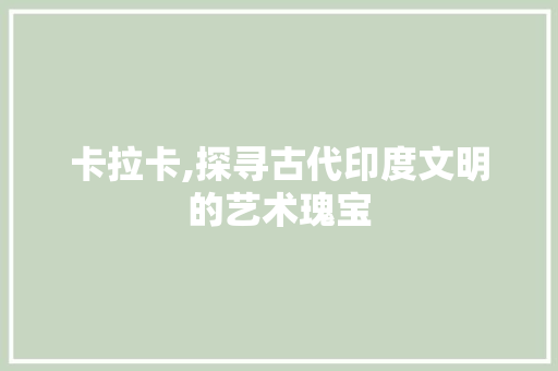 卡拉卡,探寻古代印度文明的艺术瑰宝