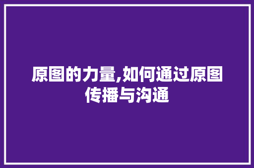 原图的力量,如何通过原图传播与沟通 服务器/数据库