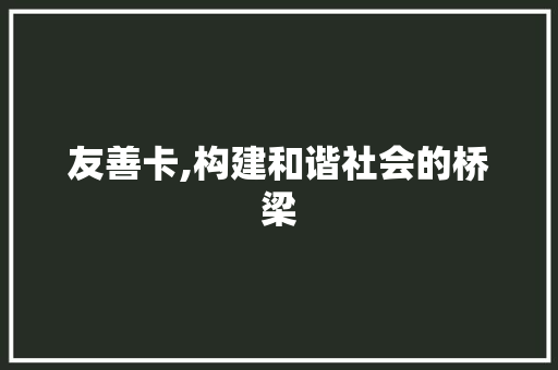 友善卡,构建和谐社会的桥梁