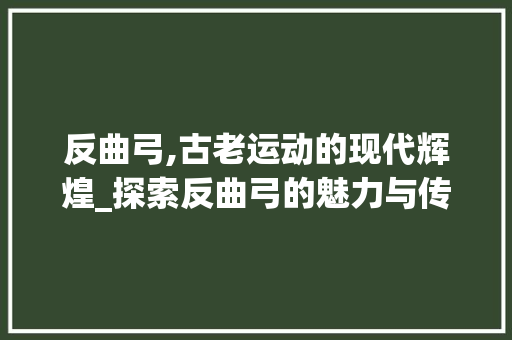 反曲弓,古老运动的现代辉煌_探索反曲弓的魅力与传承 Web前端