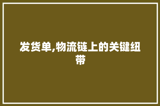 发货单,物流链上的关键纽带