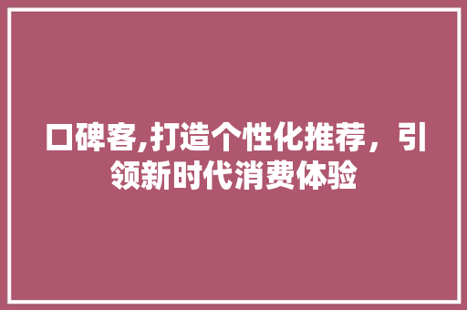 口碑客,打造个性化推荐，引领新时代消费体验